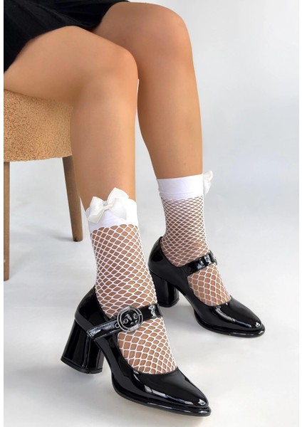 Weys Siyah Rugan Topuklu Ayakkabı