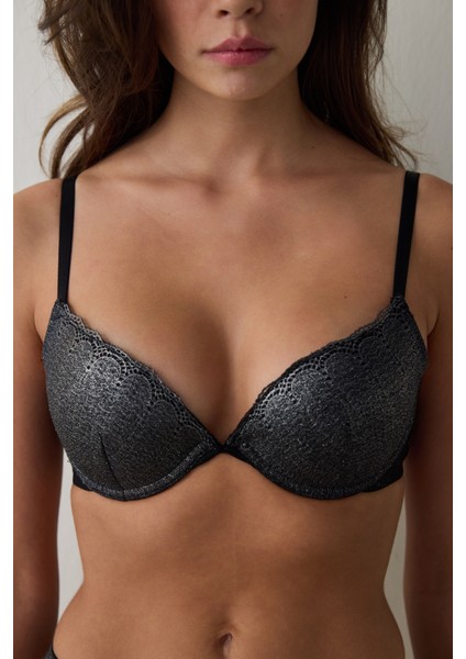 Gümüş Antrasit Crash Shinny Sütyen