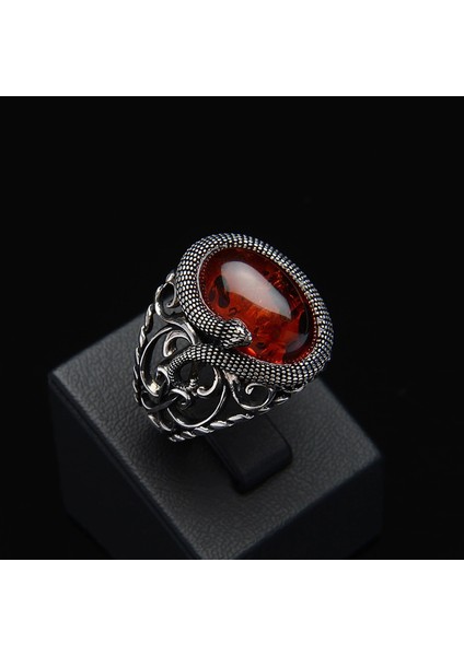 719 Sentetik Kehribar Gümüş Yüzük modelleri