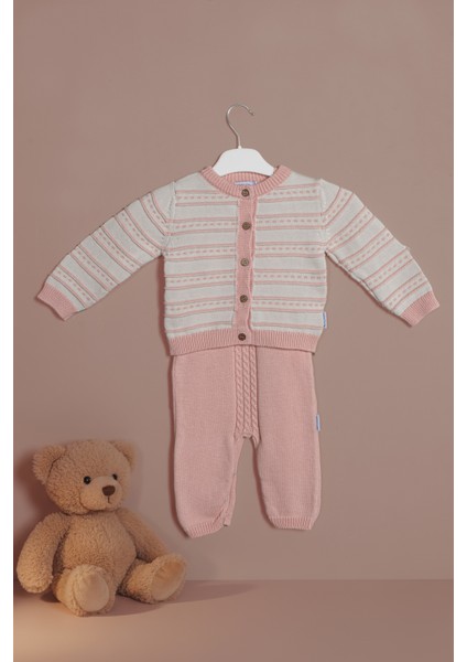 % 100 Pamuk Kız Bebek Pembe Triko Örme 2'li Takım-Ekstra Yumuşak ve Rahat modelleri