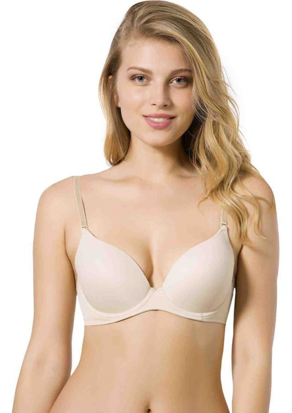 Kadın Bej Micro Kumaş Desteksiz Balenli Klasik Sütyen 7010