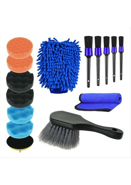15 Parçalı Araba Yıkama Fırçası Araba Göbek Fırça Alanı Lastiği Yumuşak Saç Temizleme Fırçası Seti (Yurt Dışından)