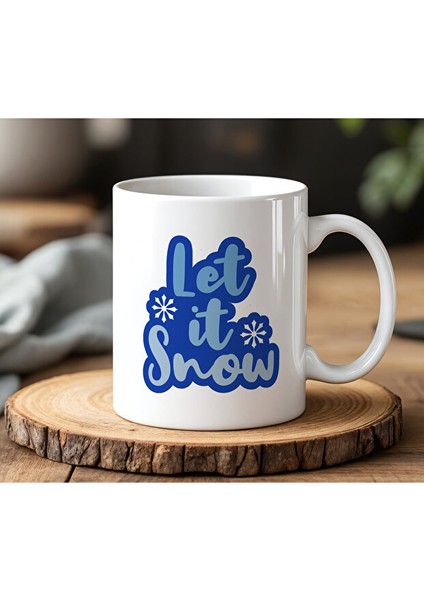 Kış Mevsimi Tasarımlı Beyaz Seramik Baskılı Kupa Bardak