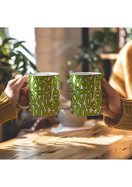 Kivi Tasarımlı Beyaz Seramik Baskılı Kupa Bardak fiyatları