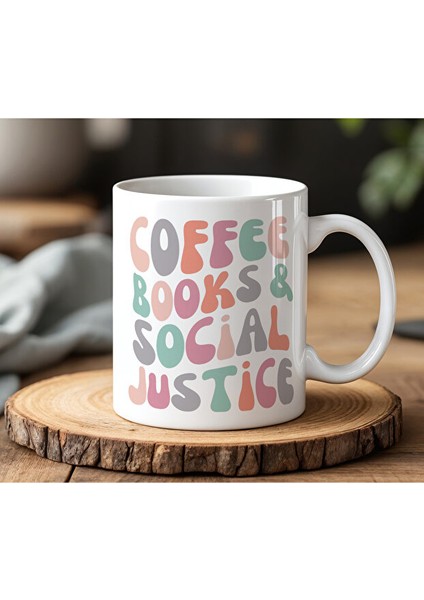 Coffee Books Tasarımlı Beyaz Seramik Baskılı Kupa Bardak