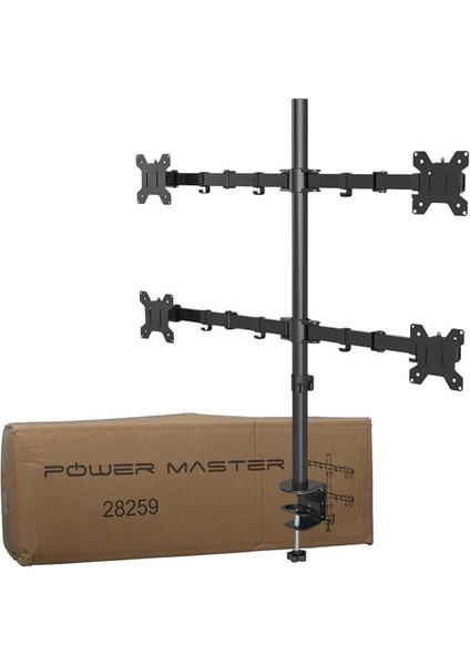 PowerMaster PM-054 13-27'' Dörtlü (Quad) Mekanik LCD-LED Gaming Monitör Tutucu Masa Stand Askı Aparatı