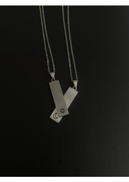 Paslanmaz Çelik Ay ve Güneş Çift Kolyesi fiyatları