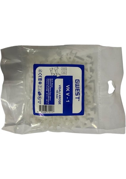 Vk V-1 Vidalı Kroşe 100 Adet Beyaz