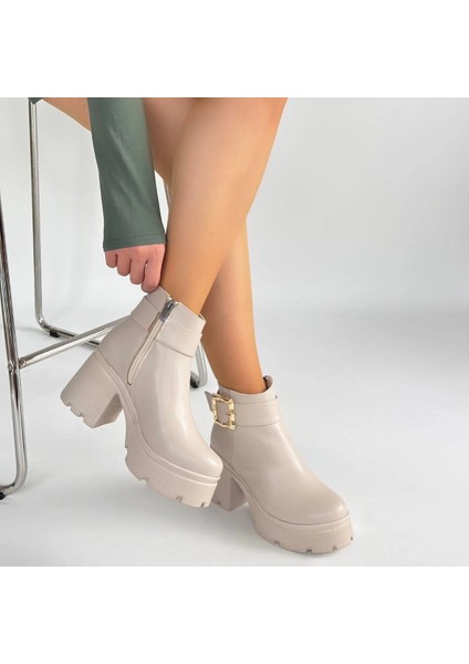 Pinma Bej Cilt Topuklu Bot fırsatları