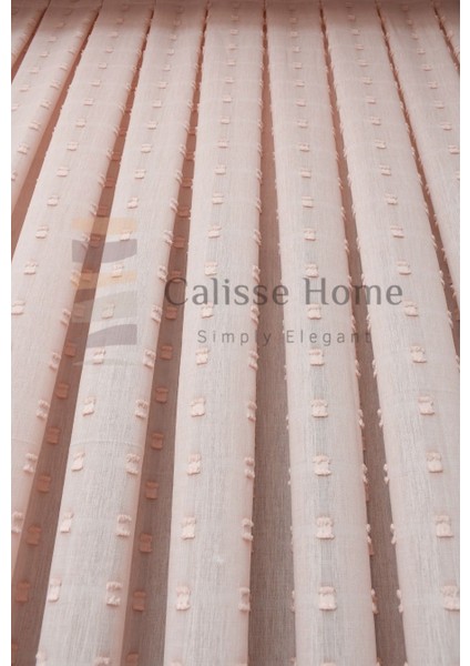 Ponponlu Yoğun Dokulu Çocuk Odası Gramajlı 1/3 Sık Pileli Dokuma Pembe Tül / Fon Perde Ütü Istemez modelleri