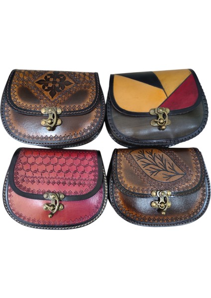 El Yapımı Hakiki Deri Bohem Kadın Çapraz Çanta - El Kabartma Vintage Tarz - Sanatsal El Işçiliği Omuz Çantası indirimleri