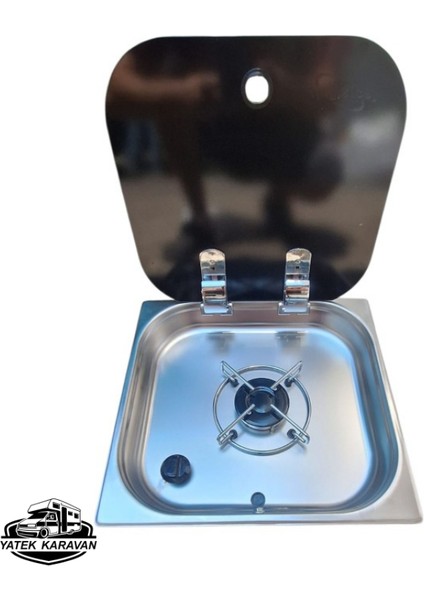 Karavan Tekne Cam Kapaklı Tek Ocak 33 x 35