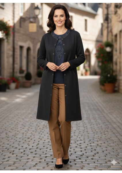 Kadın Kışlık Anne Uzun Hırka Ecrin Örme Önü Düğmeli Cepli Likralı Bisiklet Yaka Göl Model fırsatları