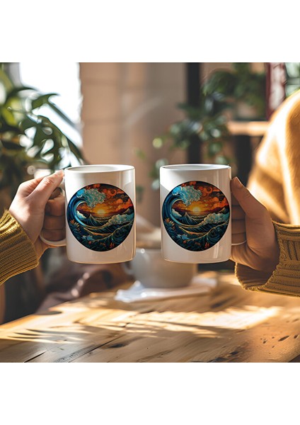 Doğanın Gücü Tasarımlı Beyaz Seramik Baskılı Kupa Bardak fiyatları