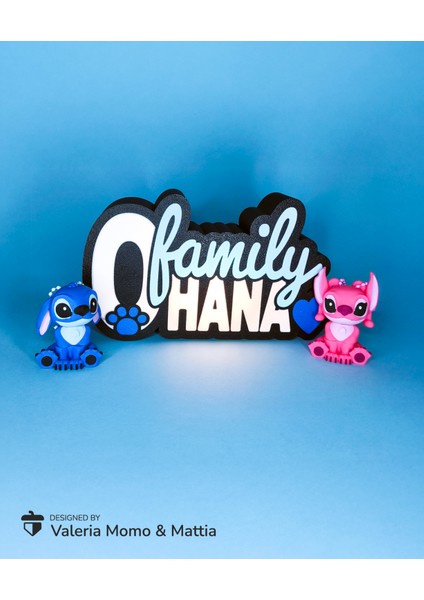 Stitch Ohana Işık Kutusu ve Masa Çerçevesi - LED Lamba Seti