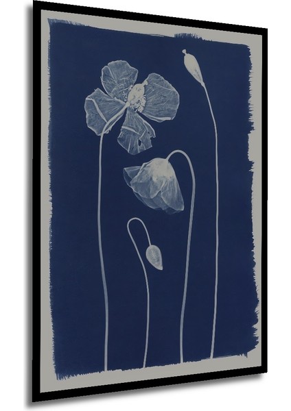 Çerçeve Görünümlü Mavi Gelincik Çiçeği Dekoratif Ahşap Mdf Ev Duvar Tablo Dikdörtgen Ev Duvar Tablo modelleri