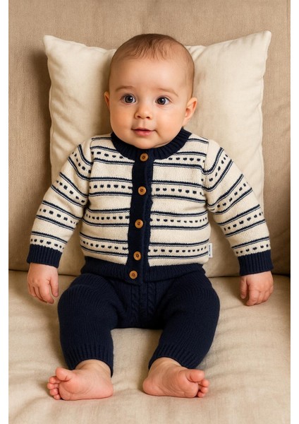 Erkek Lacivert Triko Örme 2'li Takım % 100 Pamuk