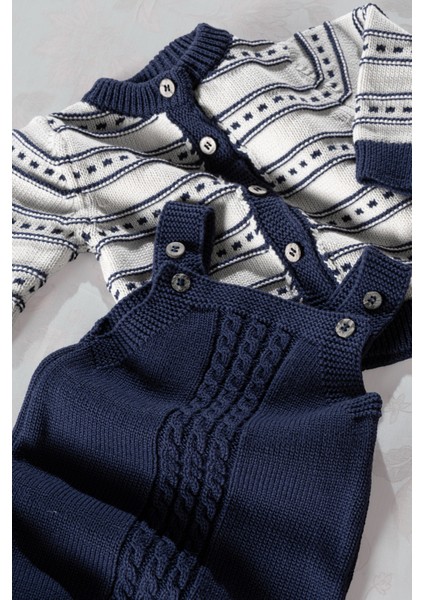 Erkek Lacivert Triko Örme 2'li Takım % 100 Pamuk