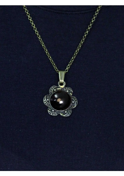 Doğal Taş Oniks Doğal Taşlı Desenli Otantik Kadın Kolye 45 cm Zincirli EUK18O fiyatları