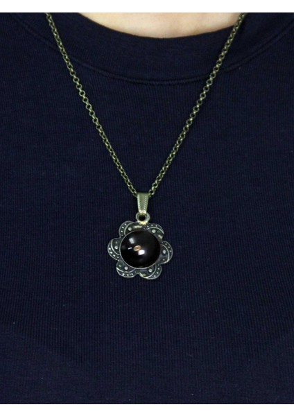 Doğal Taş Oniks Doğal Taşlı Desenli Otantik Kadın Kolye 45 cm Zincirli EUK18O modelleri