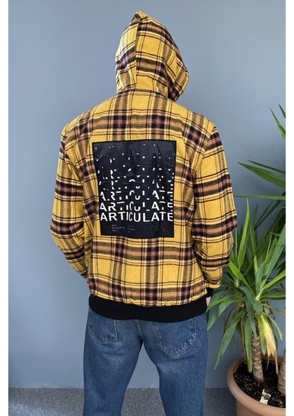 Arkası Kedi Baskılı Kapüşonlu Sweatshirt Kanguru Cepli Oversize