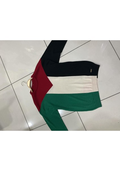 Unisex Filistin Temalı Bisiklet Yaka Triko Kazak modelleri