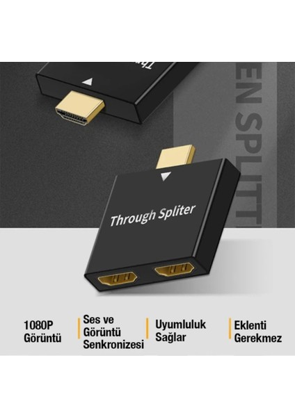 Hdmı çoğaltıcı adaptör 2 Hdmı 1080p görüntü ve ses aktarımı çoğaltıcı adaptör