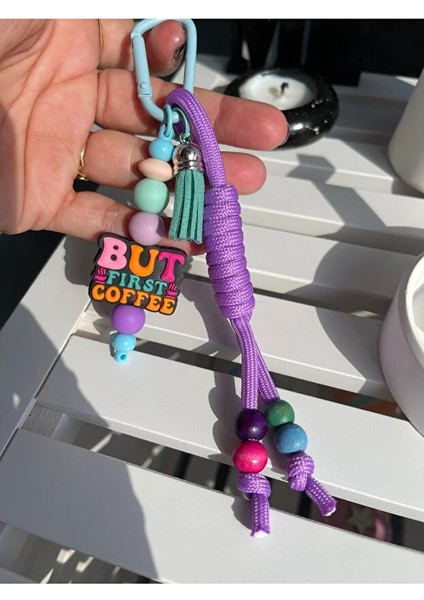 Kahve Temalı Turkuaz/mor Paracord Çanta Aksesuarı - Charm - Anahtarlık fiyatları