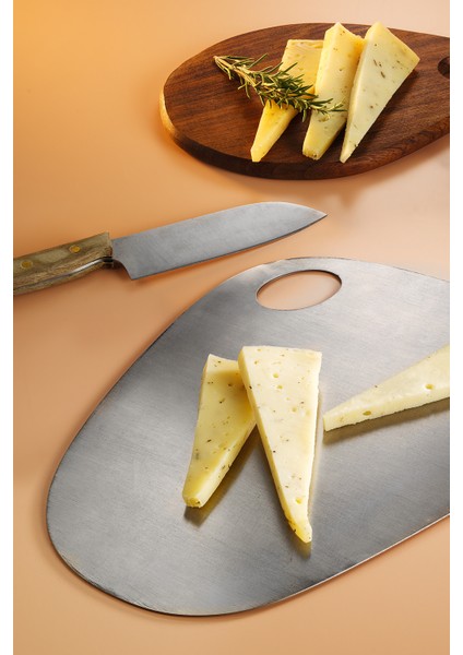 Arcena Paslanmaz Çelik Oval Kesme Tahtası - 24X34 cm