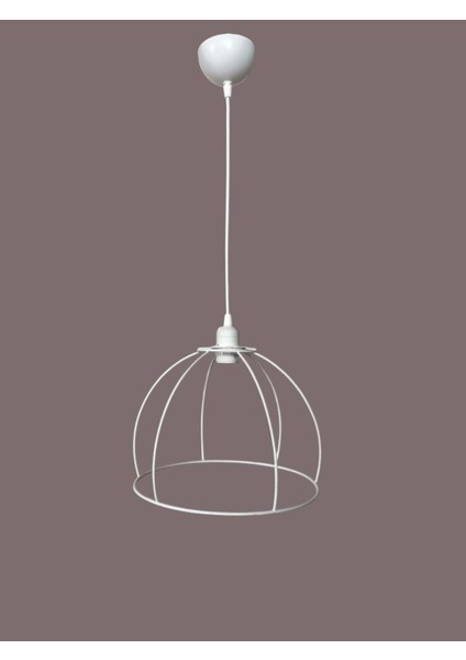 Yarım Küre Avize Teli , Iskeleti (30X22 Cm) Beyaz Statik Boyalı (Duy Takımı Dahil) fiyatları