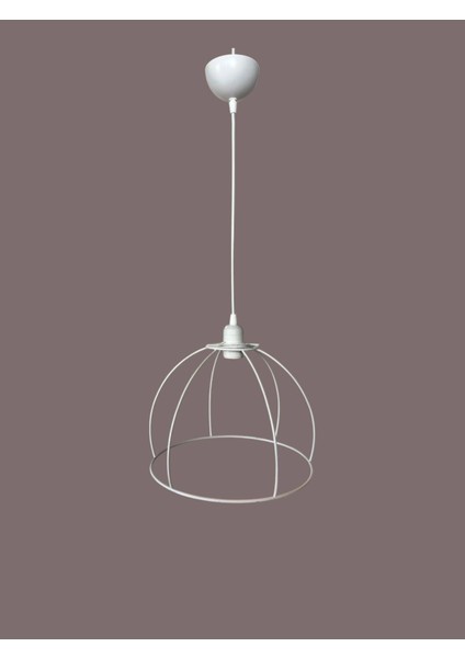 Yarım Küre Avize Teli , Iskeleti (30X22 Cm) Beyaz Statik Boyalı (Duy Takımı Dahil) modelleri