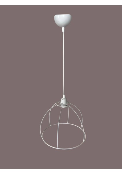 Yarım Küre Avize Teli , Iskeleti (30X22 Cm) Beyaz Statik Boyalı (Duy Takımı Dahil) fırsatları