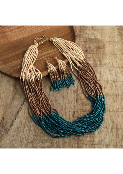 Vintage Bohem Kadın Kolye Püskül Küpe Seti modelleri