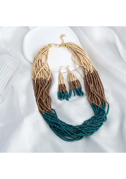 Vintage Bohem Kadın Kolye Püskül Küpe Seti fırsatları