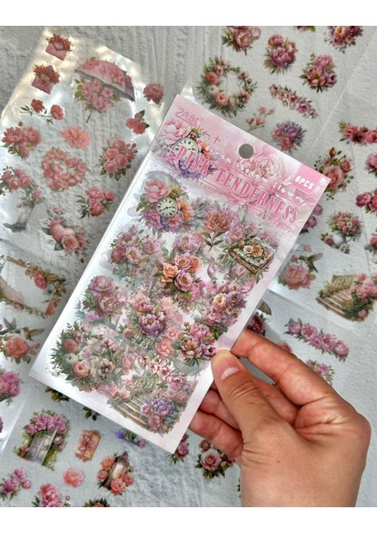 Pink Tenderness Çiçek 6 Yaprak Sticker Set/etiket/çıkartma/bullet Journal