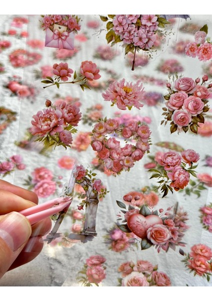 Pink Tenderness Çiçek 6 Yaprak Sticker Set/etiket/çıkartma/bullet Journal modelleri
