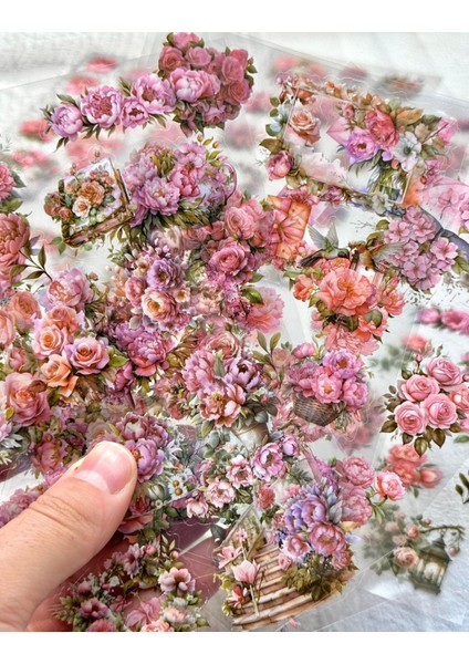 Pink Tenderness Çiçek 6 Yaprak Sticker Set/etiket/çıkartma/bullet Journal fırsatları