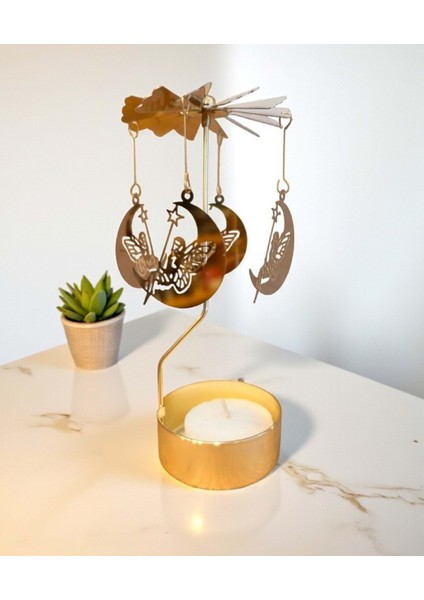 Altın Renkli Dönen Metal Mumluk Peri Kızı Elsa Tasarımlı fiyatları