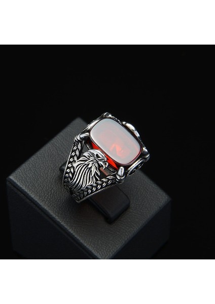 718B Kırmızı Zirkon Gümüş Yüzük modelleri