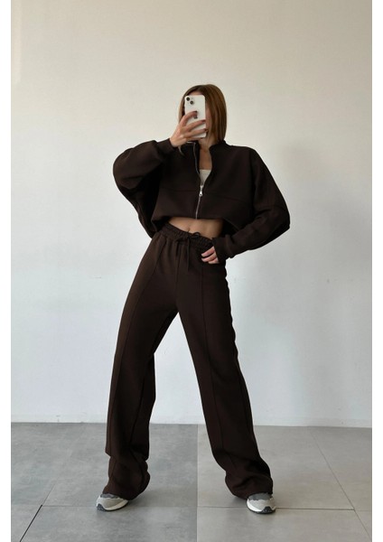 Kadın 3 Iplik Çımalı Bomber Ceket Eşofman Takımı