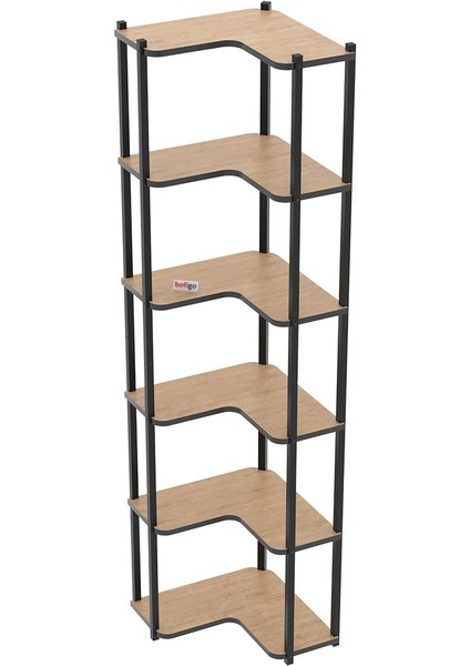 6 Raflı Kitaplık Dekoratif Kitaplık Metal Kitaplık Ofis Kitaplığı Aksesuar Rafı Sardes Safir Meşe indirimleri