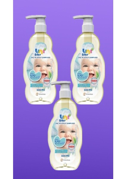 Saç ve Vücut Şampuan 500 ml 3 Adet