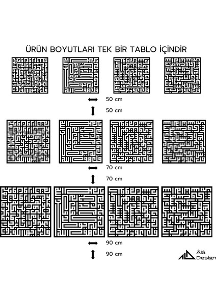 Kufi Dört Kul Suresi Ahşap Duvar Tablo Seti indirimleri