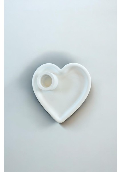 El Yapımı Kalp Şeklinde Taş Tozu Beton Şamdan – Dekoratif Mermer Desenli Mumluk, Tealight Uyumlu Romantik Masa ve Ev Dekorasyonu