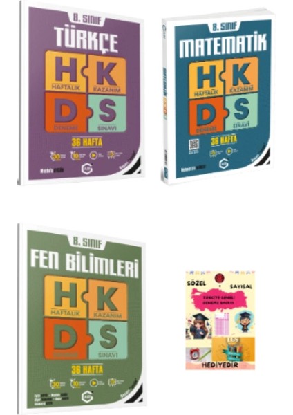 8. Sınıf Türkçe - Matematik - Fen Bilimleri Haftalık Kazanım Deneme ve Hediye