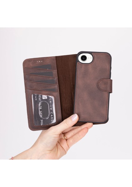 iPhone 16E Çıkarılabilir Deri Cüzdan Kılıf