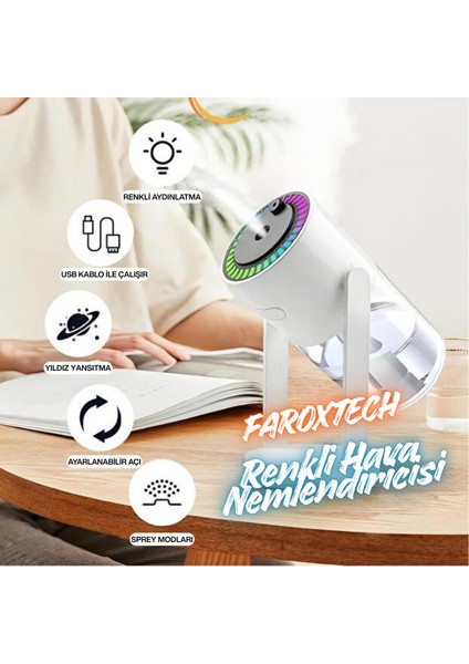 Rgb Işıklı Hava Nemlendirici – Buhar Makinesi | Döner Açılı Ultra Ince Sprey | USB Çalışma | Sessiz fiyatları