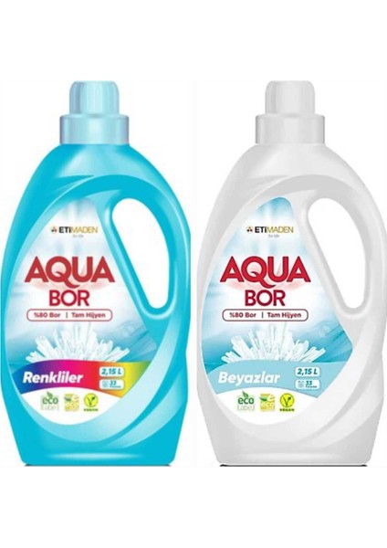 Aquabor Doğal Mineralli Sıvı Çamaşır Deterjanı Renkliler ve Beyazlar Için 2 Adet 66 Yıkama.