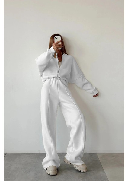 Kadın 3 Iplik Çımalı Bomber Ceket Eşofman Takımı