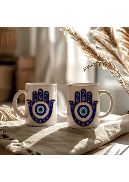 Nazar Boncuğu Tasarımlı Beyaz Seramik Baskılı Kupa Bardak fiyatları
